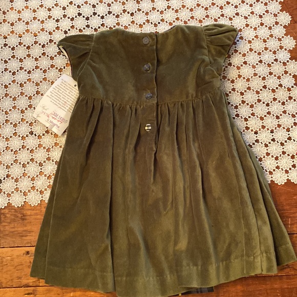 Darling green velvet dress with plaid size 6 months. NEW - Picture 4 of 5